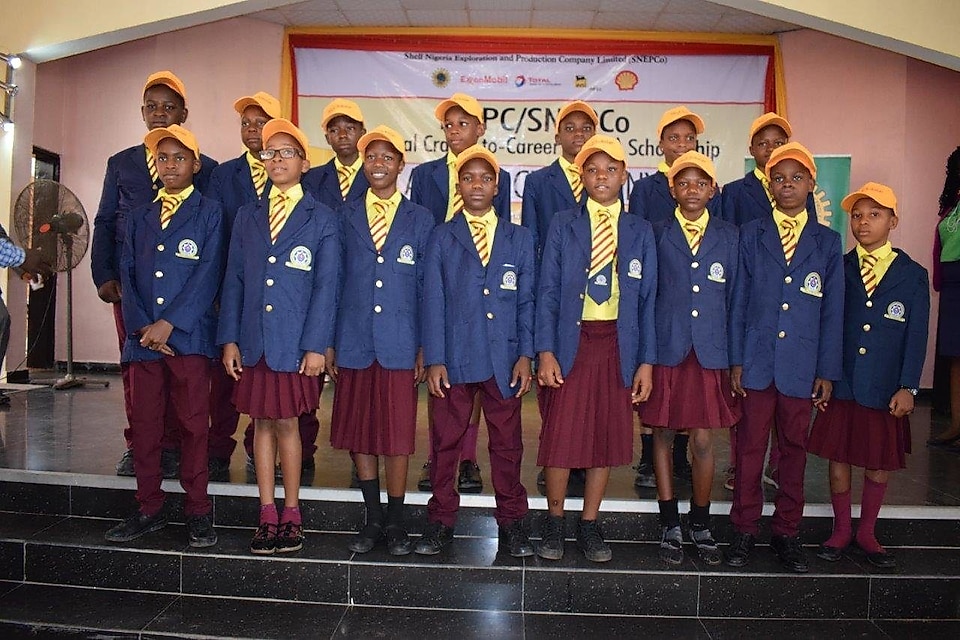 Group of children standing on stage